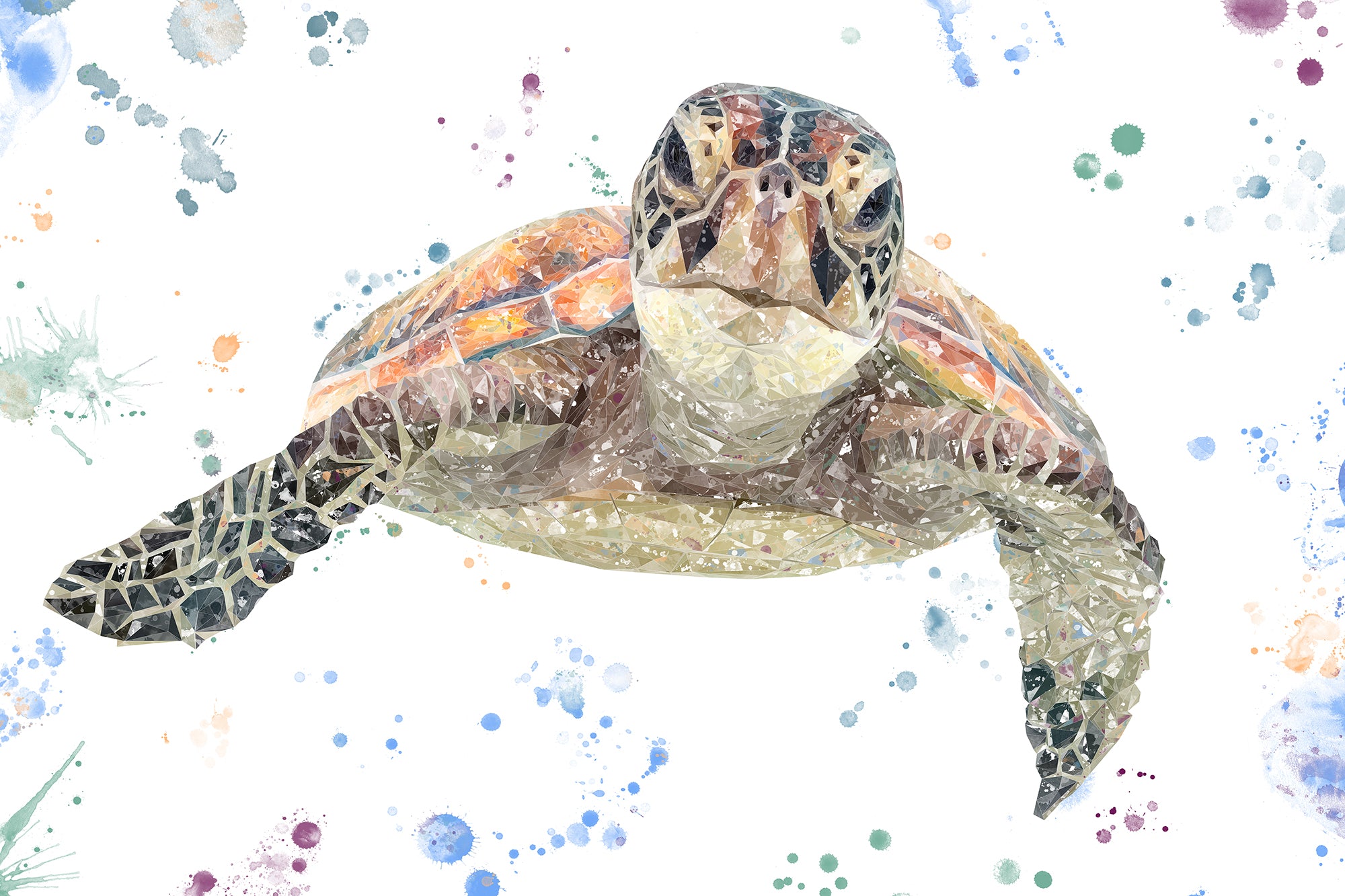 NEW! "Drift" The Sea Turtle Glass Wall Art