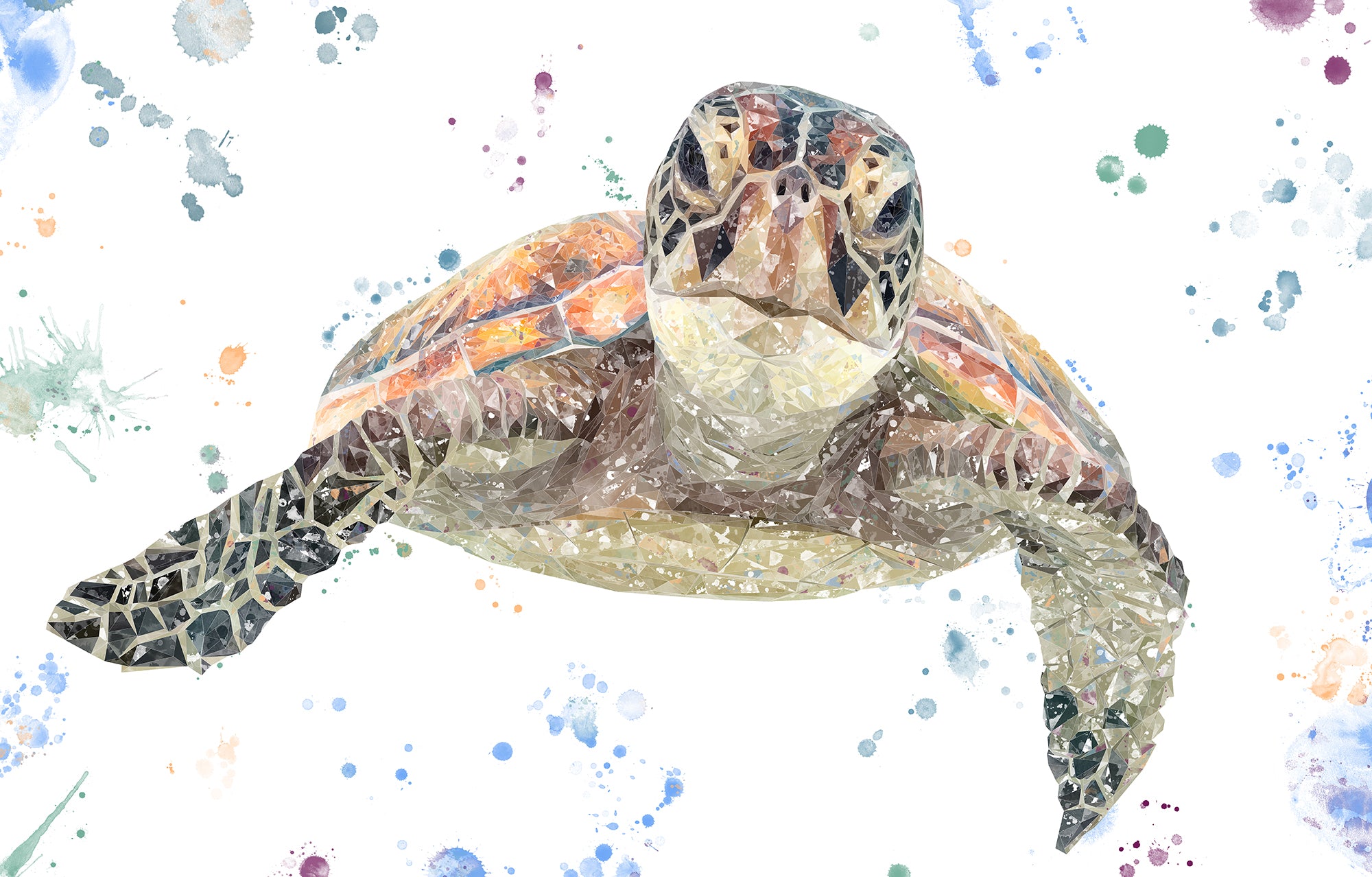NEW! "Drift" The Sea Turtle Glass Wall Art