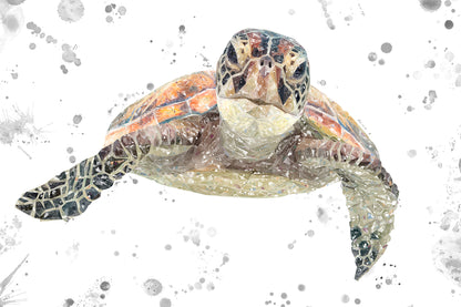 NEW! "Drift" The Sea Turtle (Grey Background) Glass Wall Art