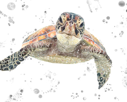 NEW! "Drift" The Sea Turtle (Grey Background) Kitchen Splashback - Andy Thomas Artworks