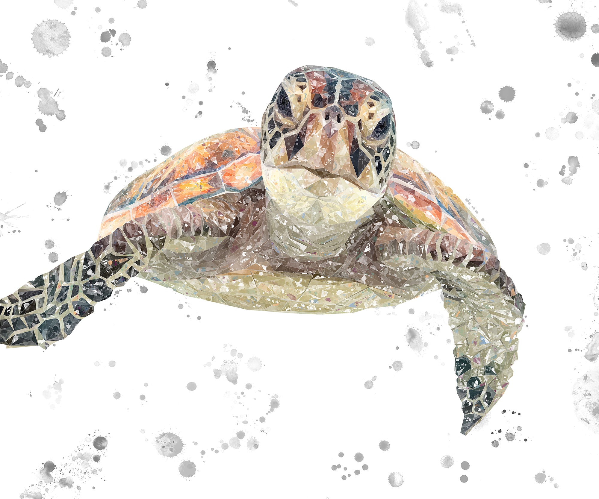 NEW! "Drift" The Sea Turtle (Grey Background) Kitchen Splashback - Andy Thomas Artworks