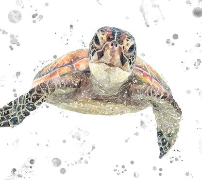 NEW! "Drift" The Sea Turtle (Grey Background) Kitchen Splashback - Andy Thomas Artworks