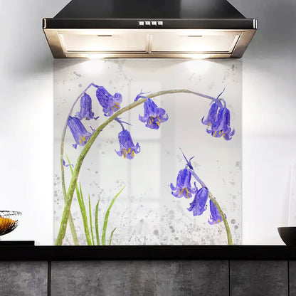 NEW! "Bluebells" Grey Background Kitchen Splashback