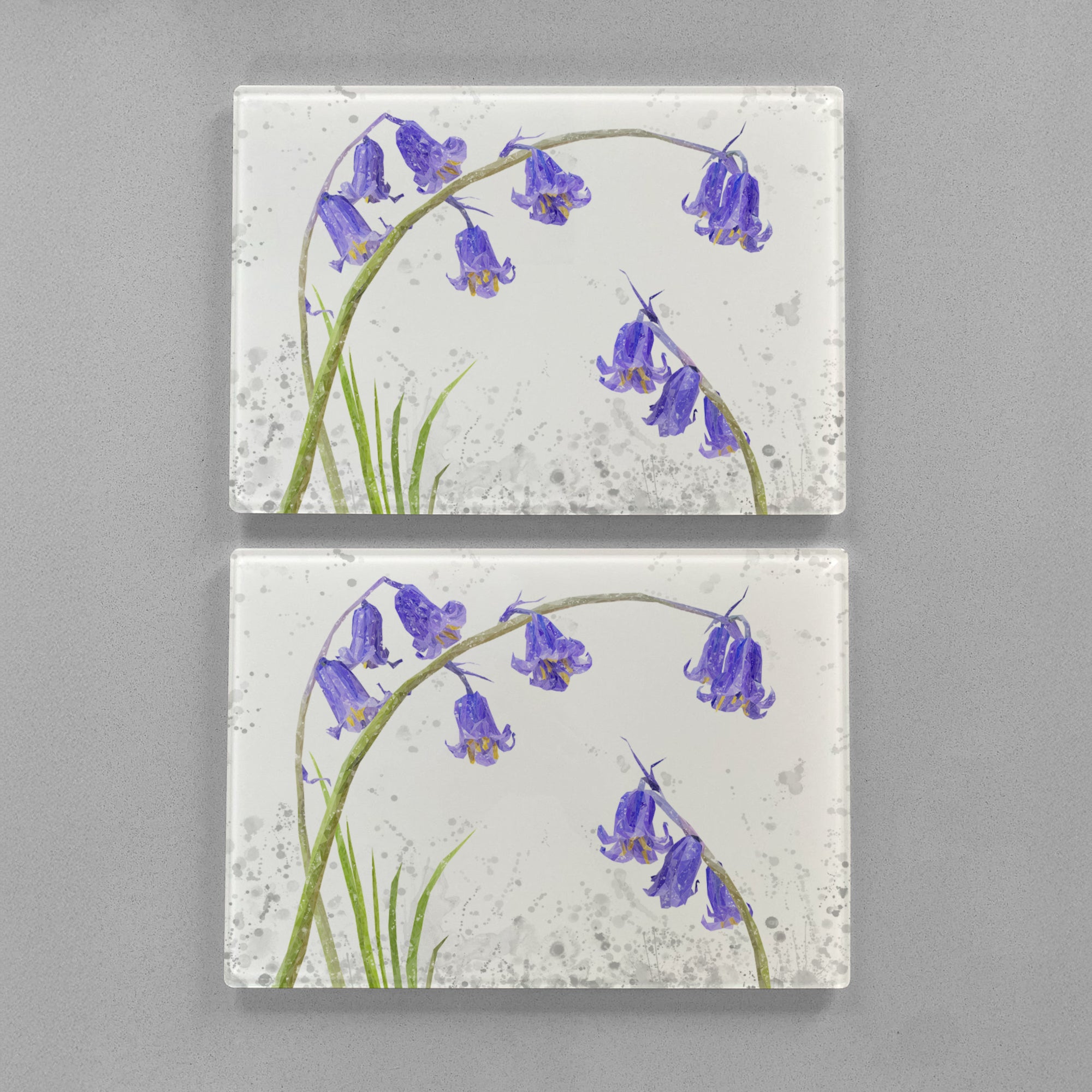 "Bluebells" Grey Background Premium Glass Placemat