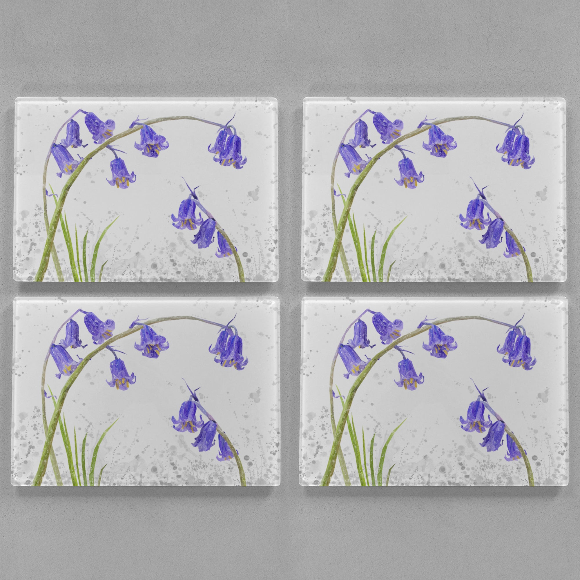 "Bluebells" Grey Background Premium Glass Placemat