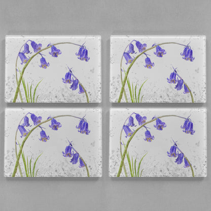 "Bluebells" Grey Background Premium Glass Placemat