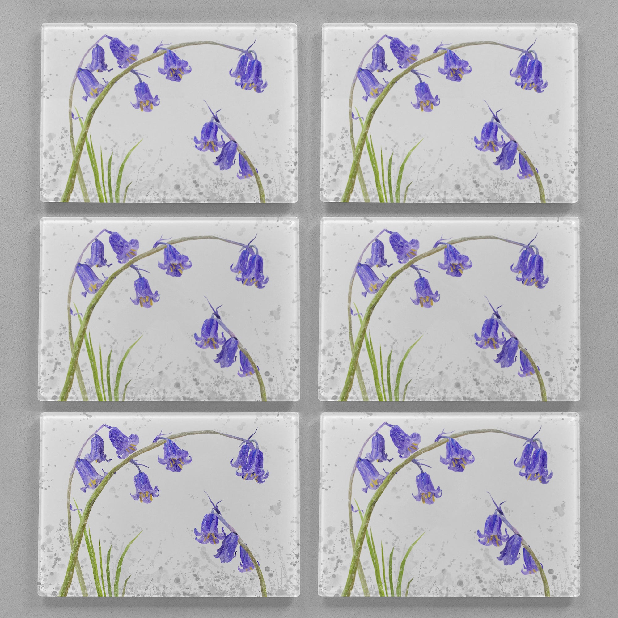 "Bluebells" Grey Background Premium Glass Placemat