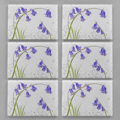 "Bluebells" Grey Background Premium Glass Placemat