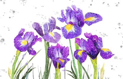 NEW! "Purple Haze" Iris Grey Background Glass Wall Art