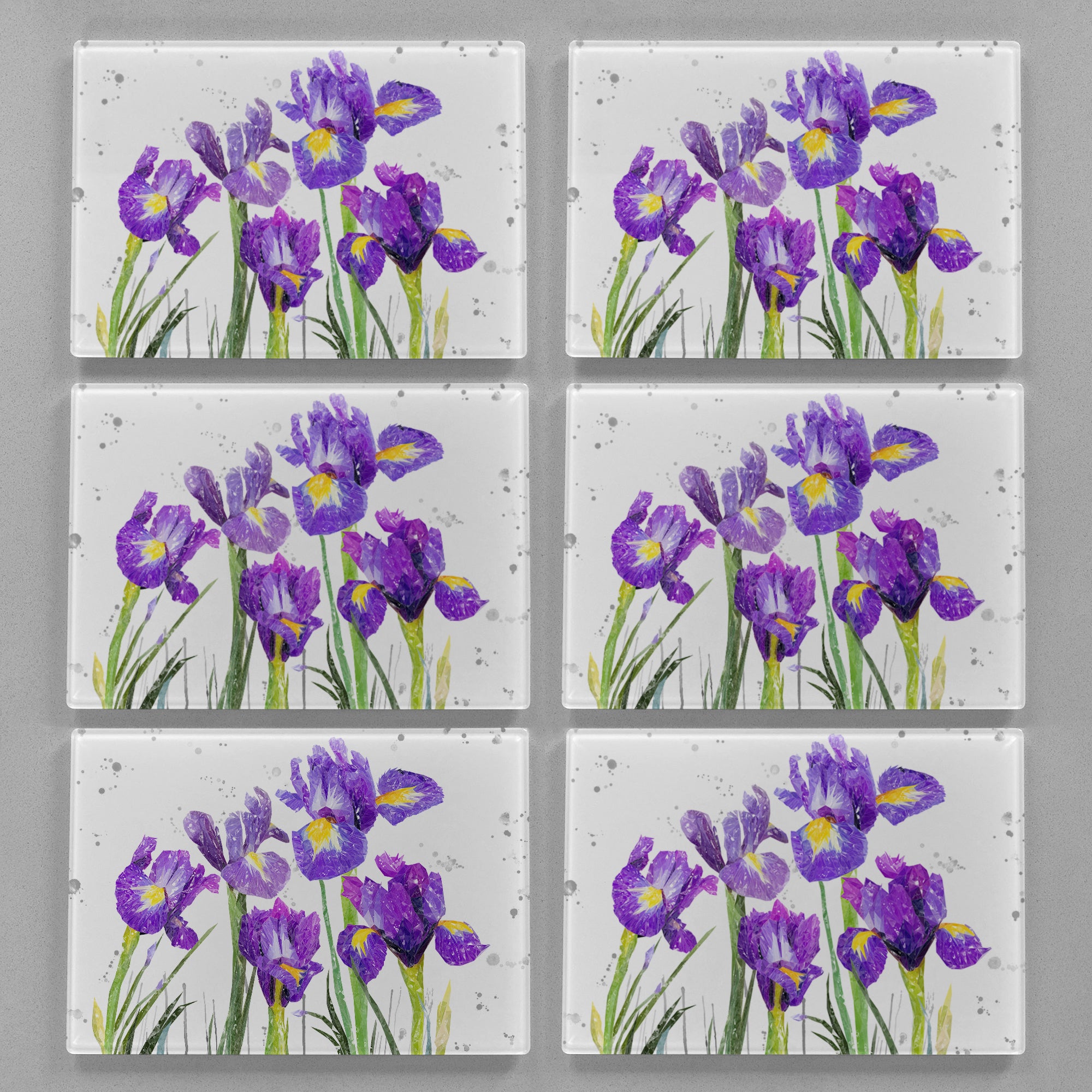"Purple Haze" Iris Grey Background Premium Glass Placemat