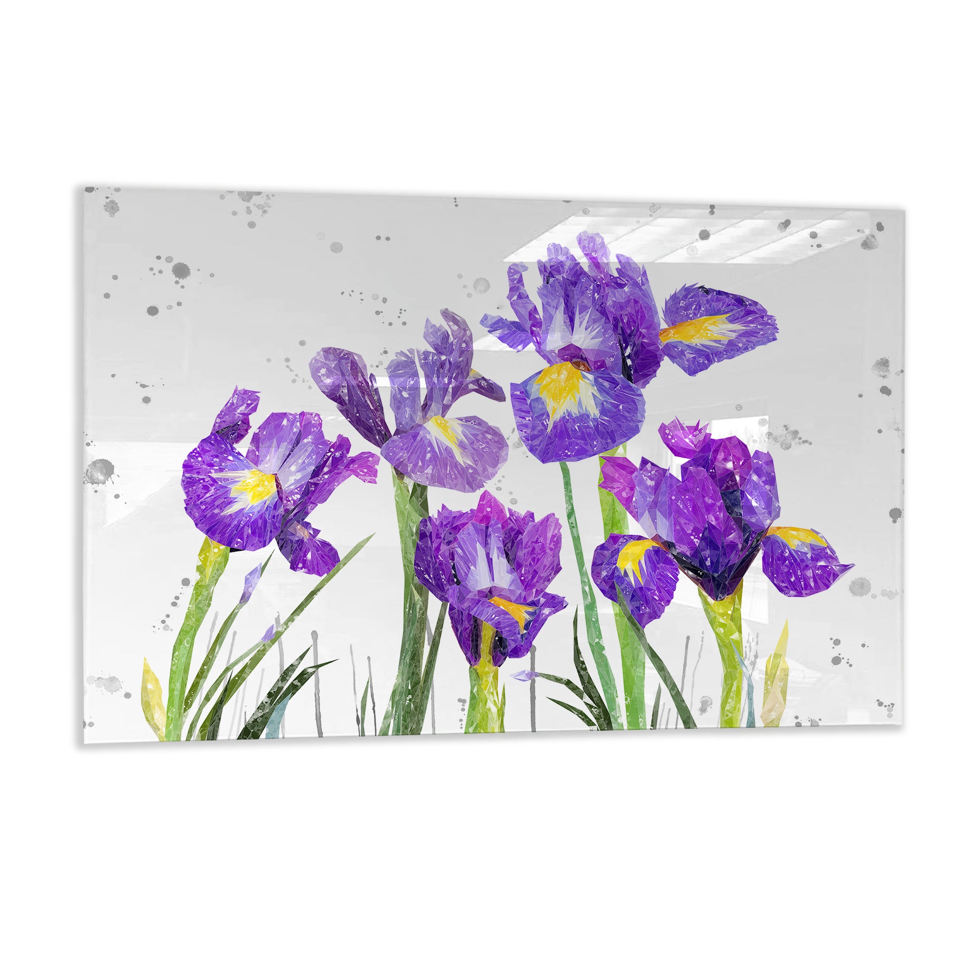 NEW! "Purple Haze" Iris Grey Background Glass Wall Art