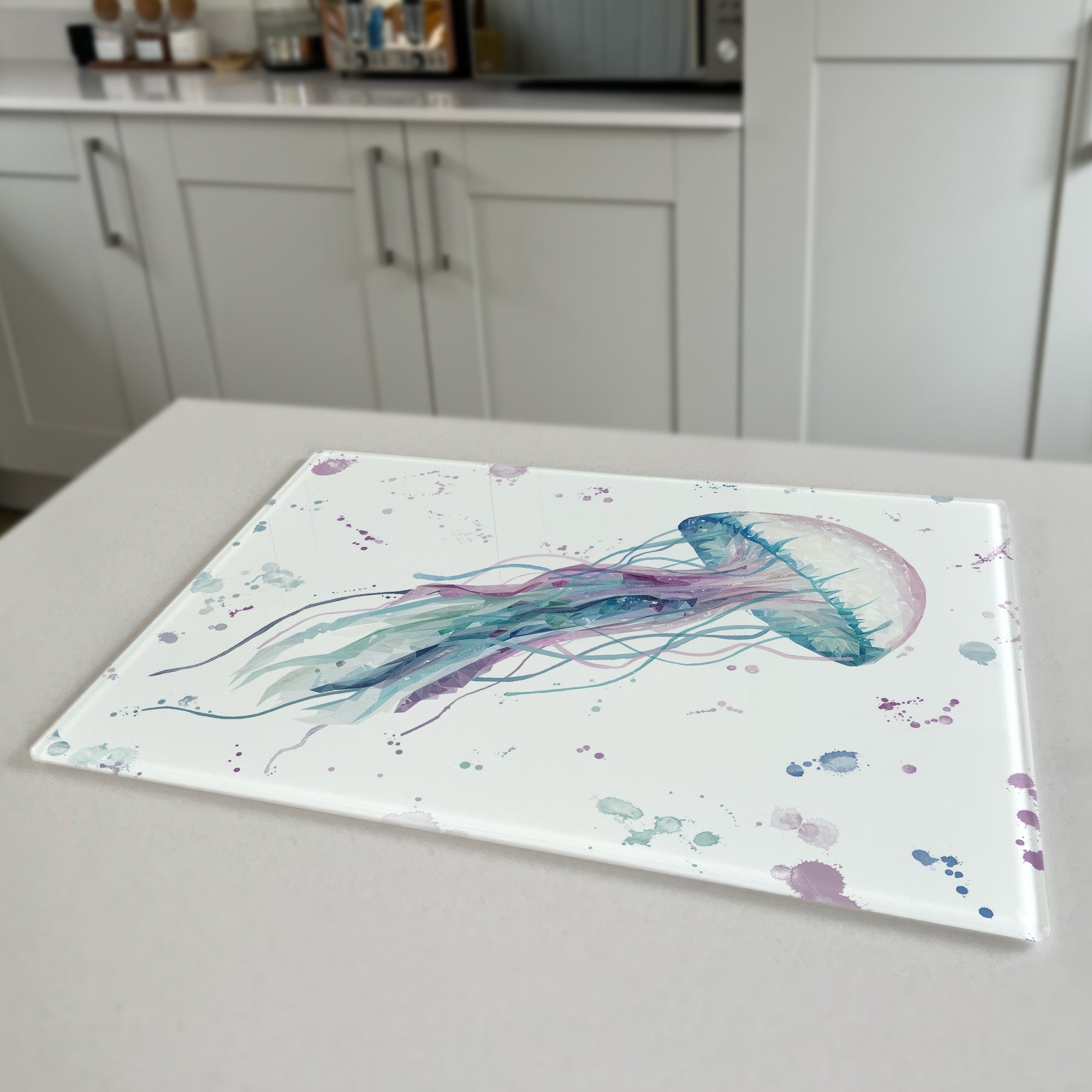 NEW! Ophelia, Jellyfish Premium Glass Worktop Saver - Andy Thomas Artworks