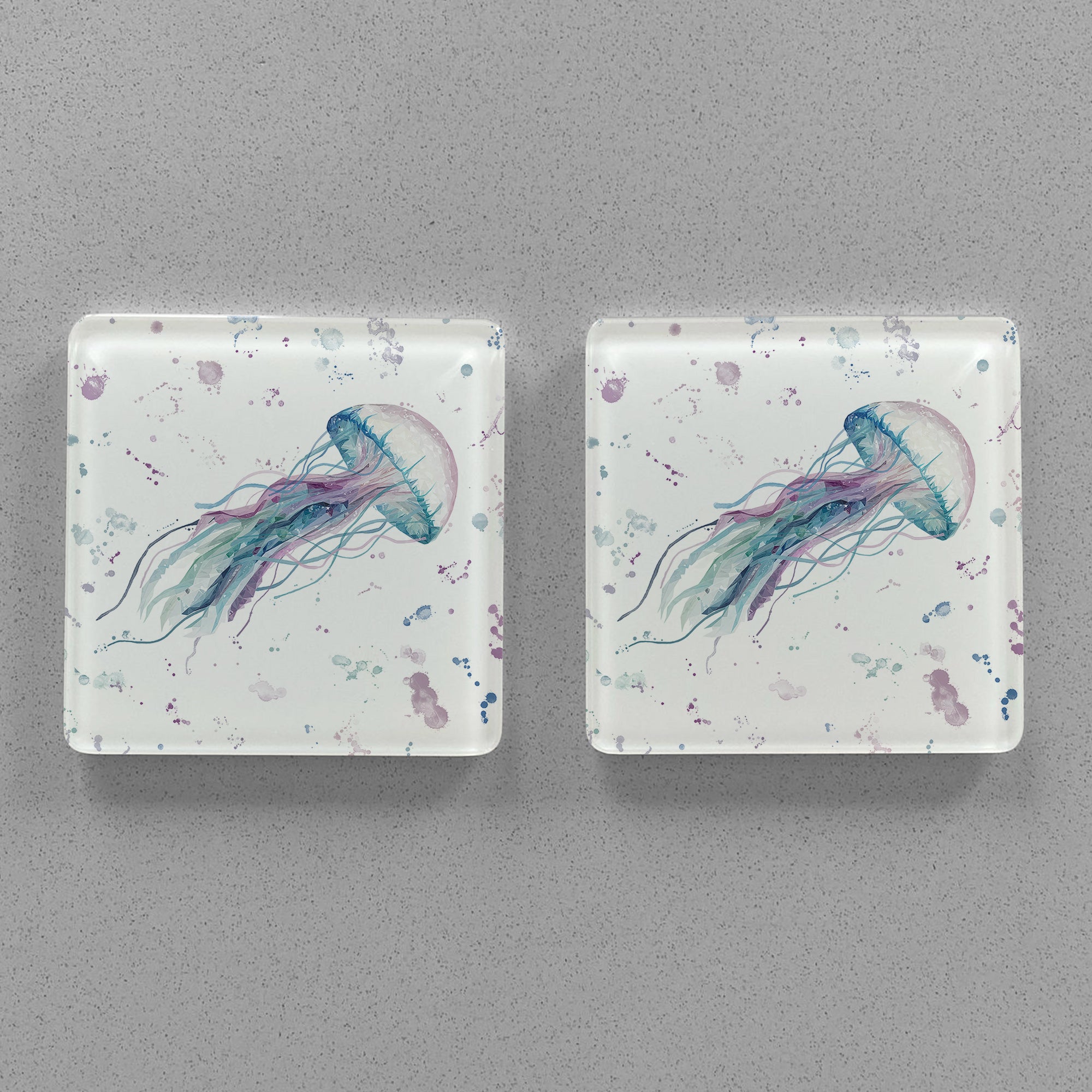 NEW! "Ophelia" Jellyfish Premium Glass Coasters - Andy Thomas Artworks