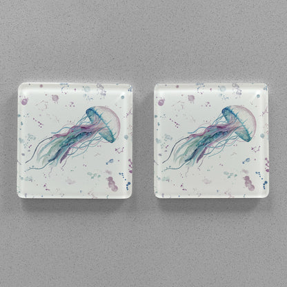 NEW! "Ophelia" Jellyfish Premium Glass Coasters - Andy Thomas Artworks