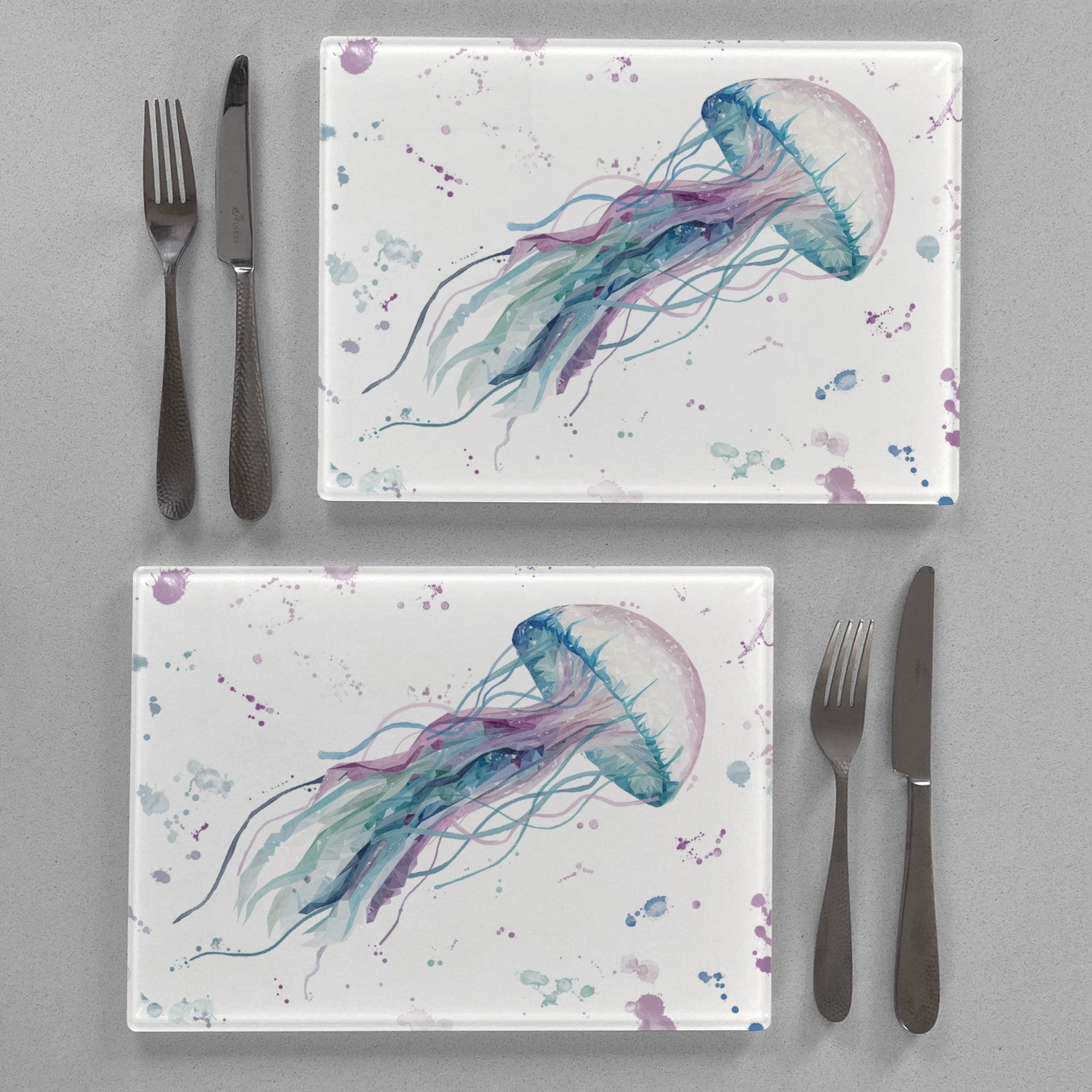NEW! "Ophelia" The Jellyfish Premium Glass Placemat - Andy Thomas Artworks