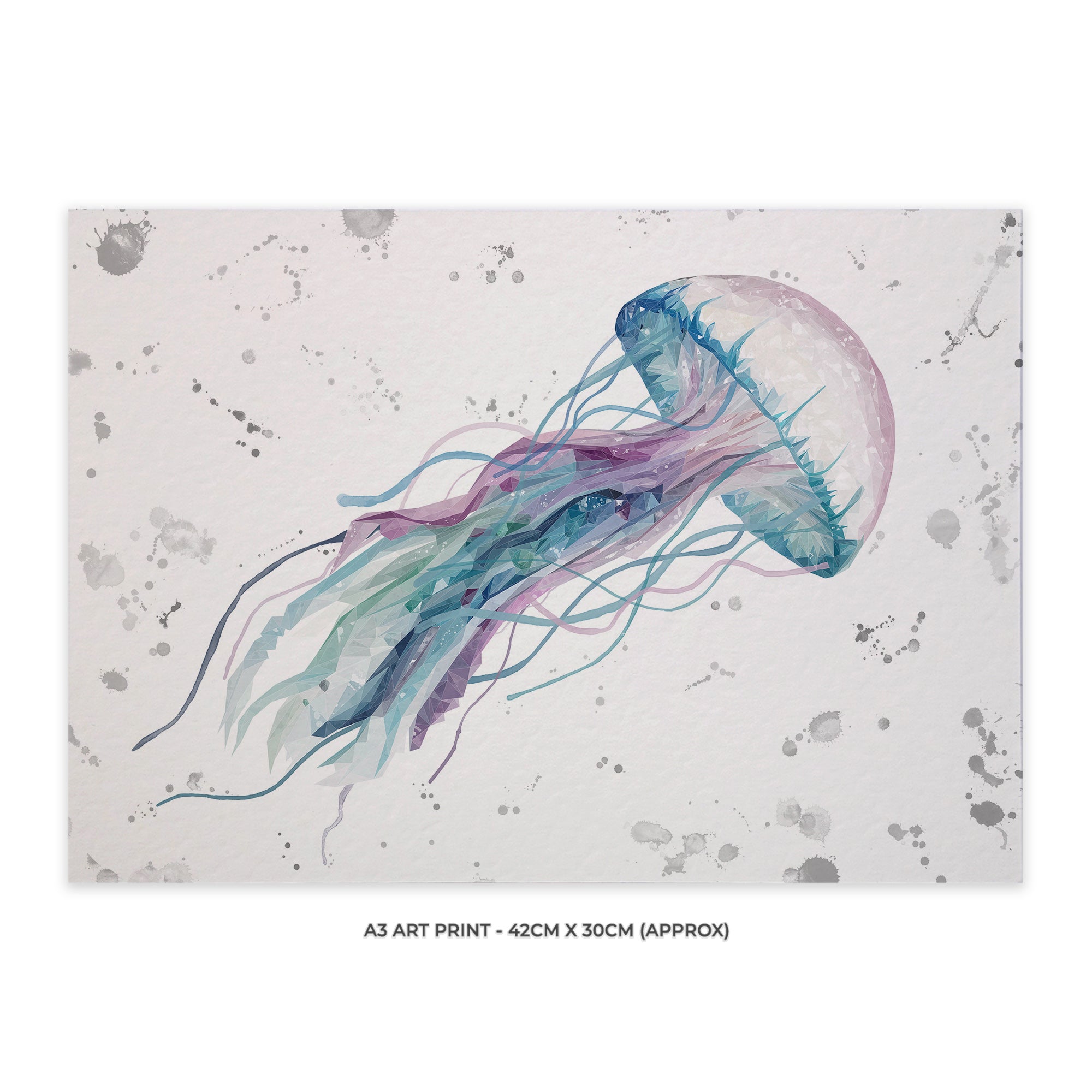 "Ophelia" Jellyfish (grey background) A3 Unframed Art Print - Andy Thomas Artworks