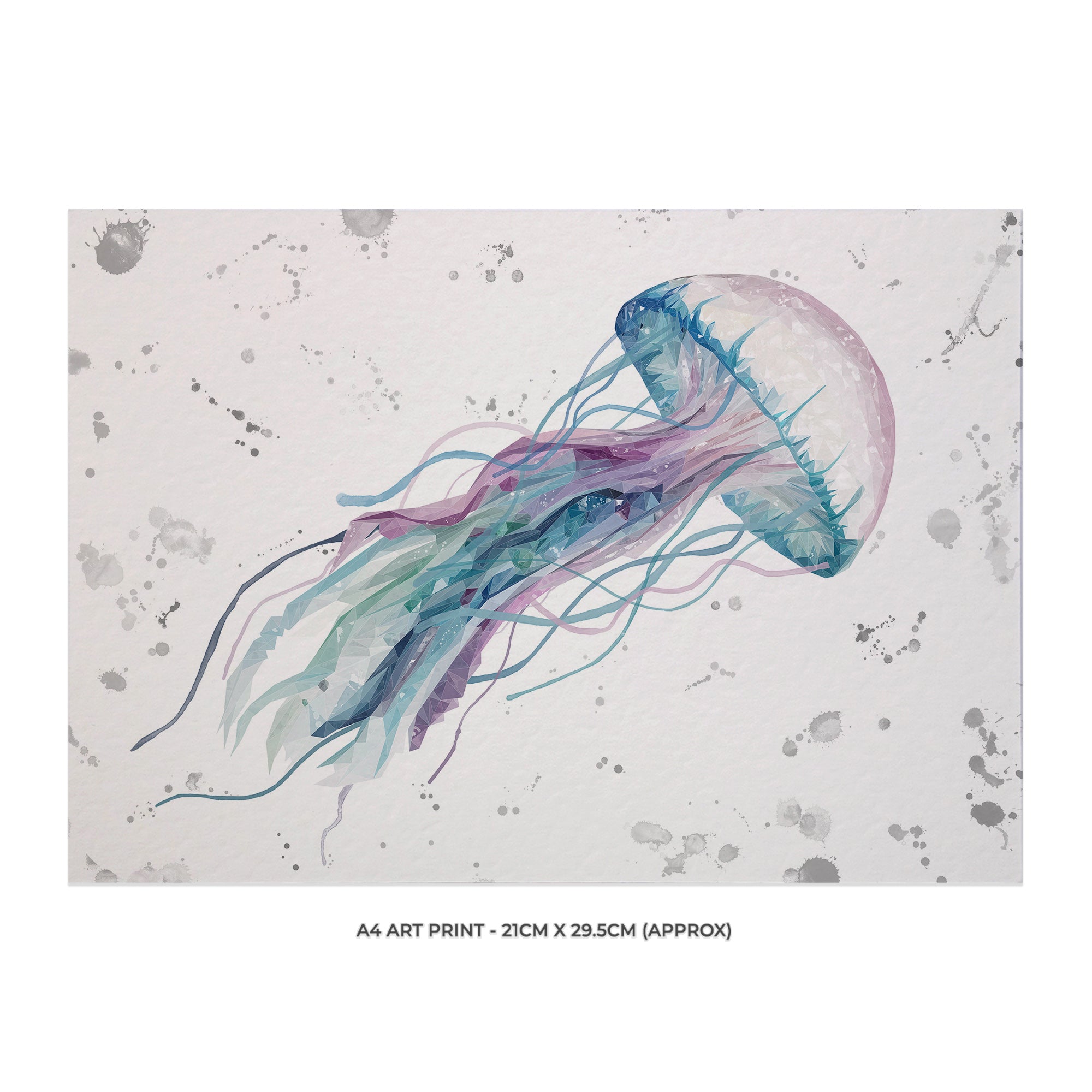 "Ophelia" Jellyfish (Grey Background) A4 Unframed Art Print - Andy Thomas Artworks