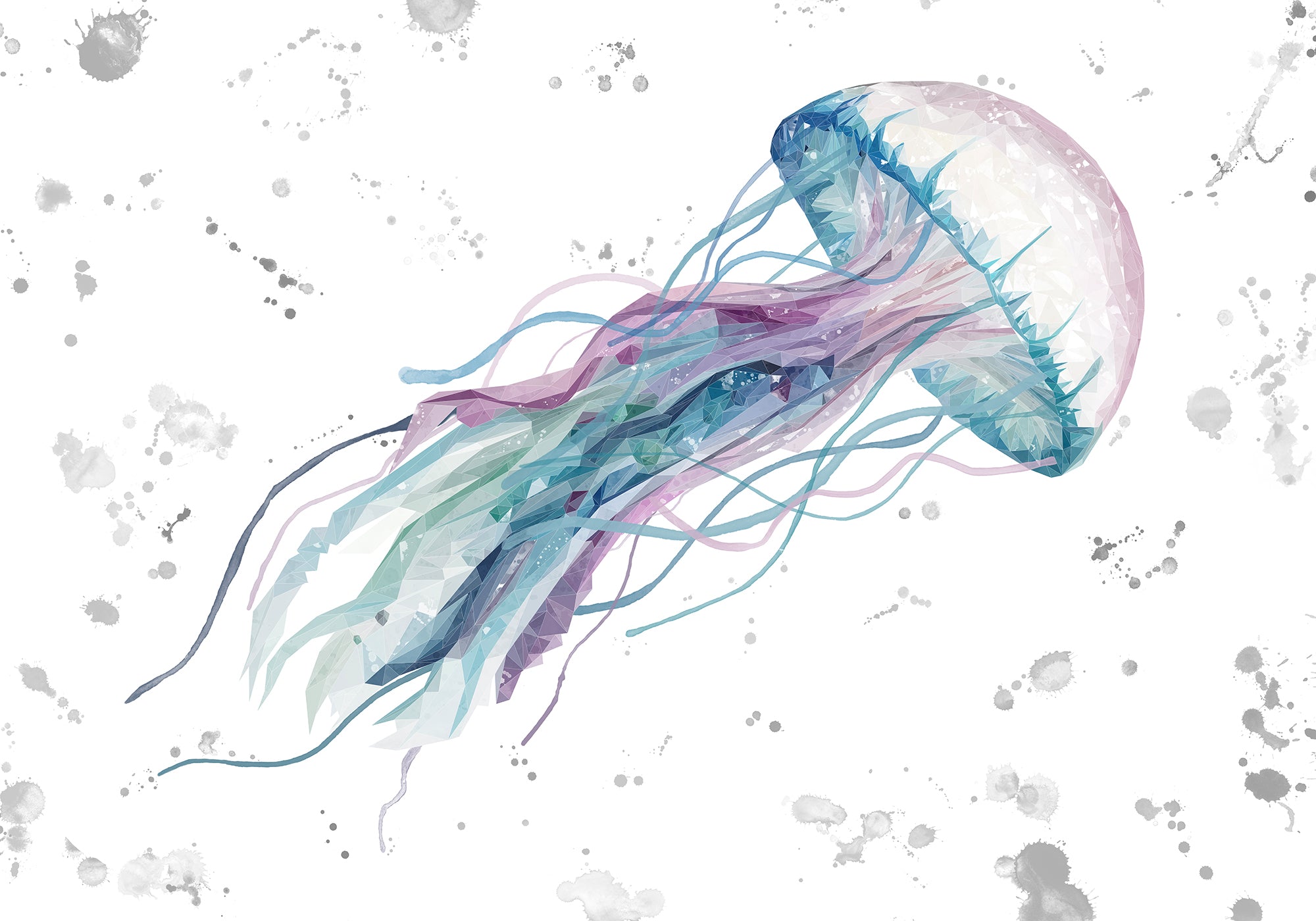 NEW! "Ophelia" Jellyfish (Grey Background) Kitchen Splashback - Andy Thomas Artworks