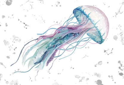 NEW! "Ophelia" Jellyfish (Grey Background) Kitchen Splashback - Andy Thomas Artworks