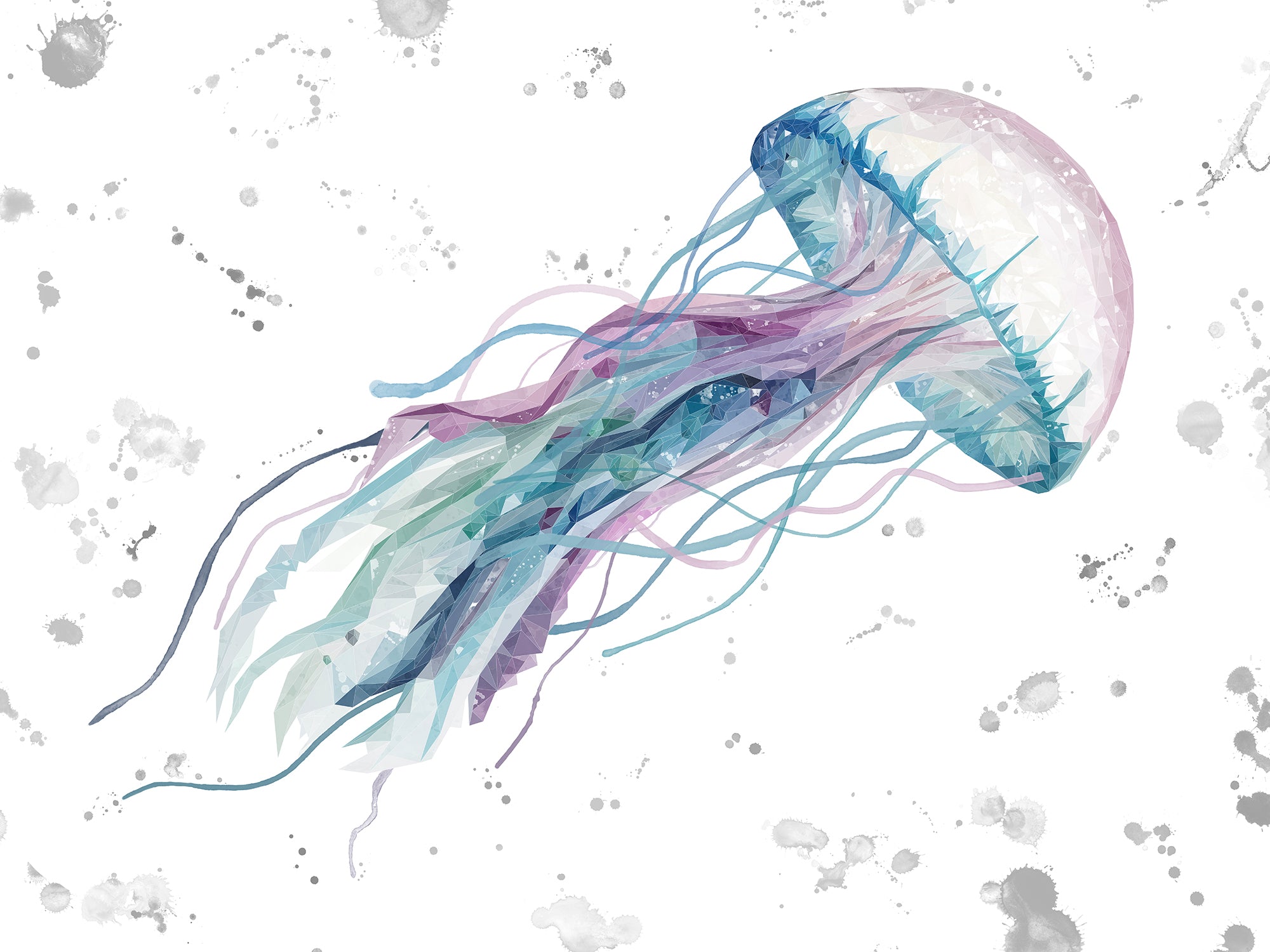 NEW! "Ophelia" Jellyfish (Grey Background) Kitchen Splashback - Andy Thomas Artworks