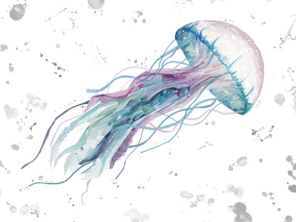 NEW! "Ophelia" Jellyfish (Grey Background) Kitchen Splashback - Andy Thomas Artworks