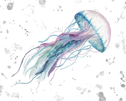 NEW! "Ophelia" Jellyfish (Grey Background) Kitchen Splashback - Andy Thomas Artworks