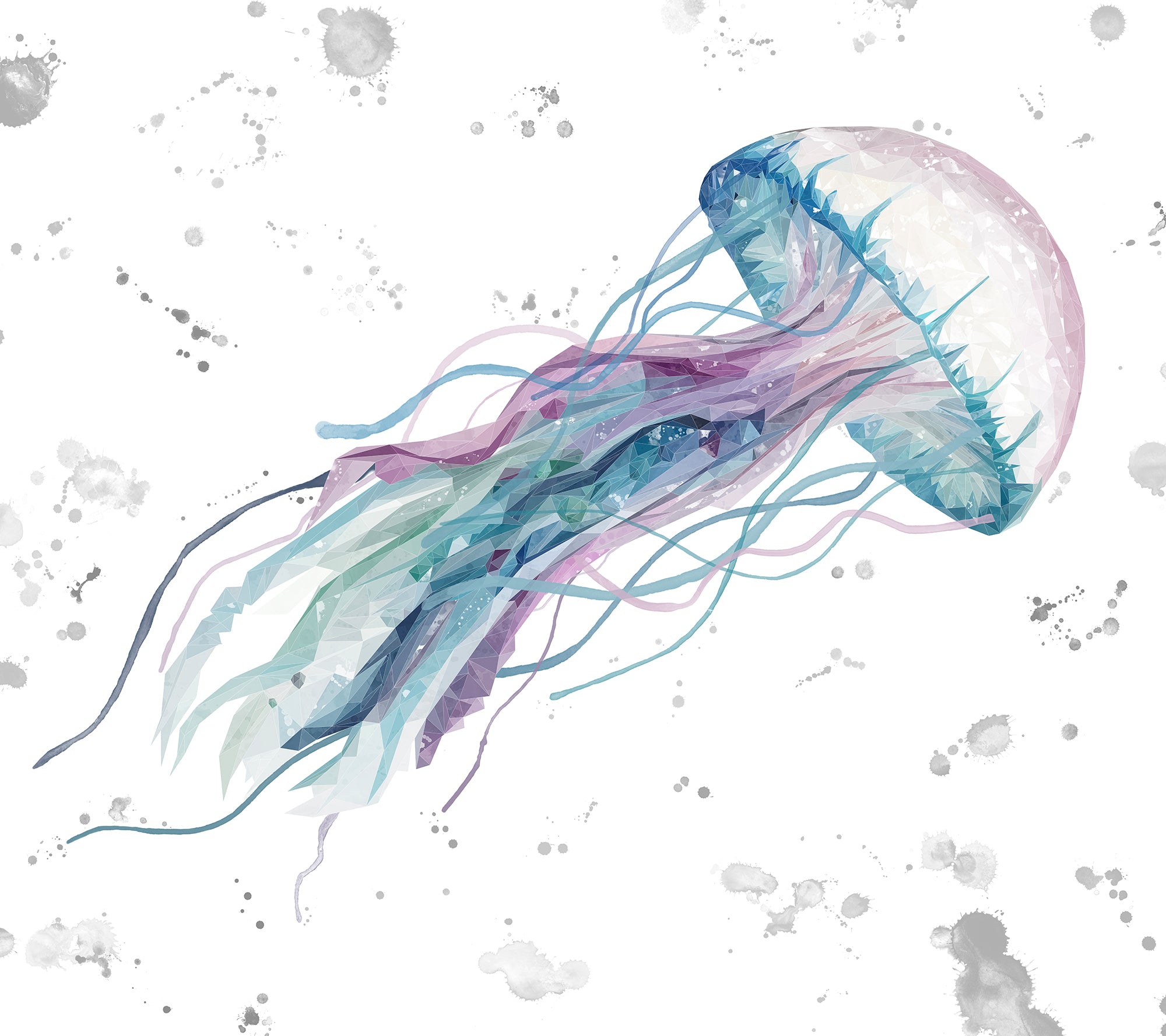 NEW! "Ophelia" Jellyfish (Grey Background) Kitchen Splashback - Andy Thomas Artworks