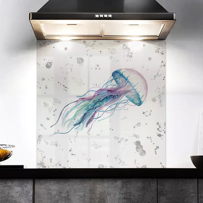 NEW! "Ophelia" Jellyfish (Grey Background) Kitchen Splashback - Andy Thomas Artworks