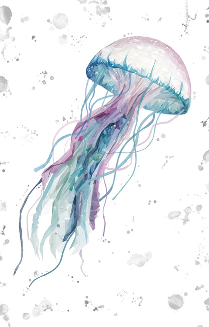 NEW! "Ophelia" Jellyfish Portrait Version (grey background) Kitchen Splashback - Andy Thomas Artworks