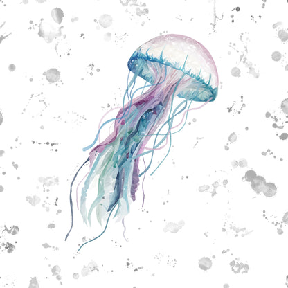NEW! "Ophelia" Jellyfish Portrait Version (grey background) Kitchen Splashback - Andy Thomas Artworks