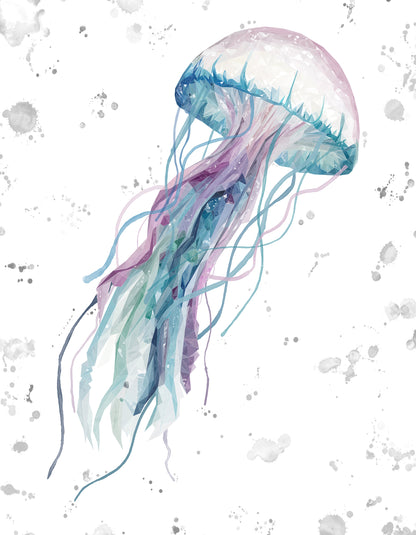 NEW! "Ophelia" Jellyfish Portrait Version (grey background) Kitchen Splashback - Andy Thomas Artworks