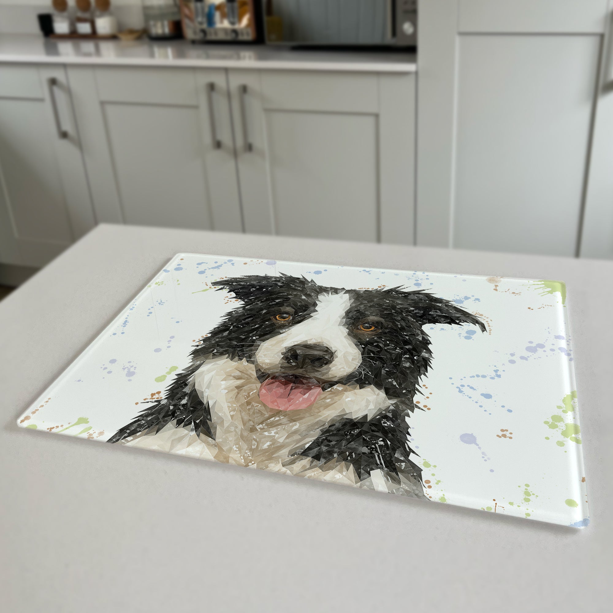 "Shep" Border Collie Premium Glass Worktop Saver