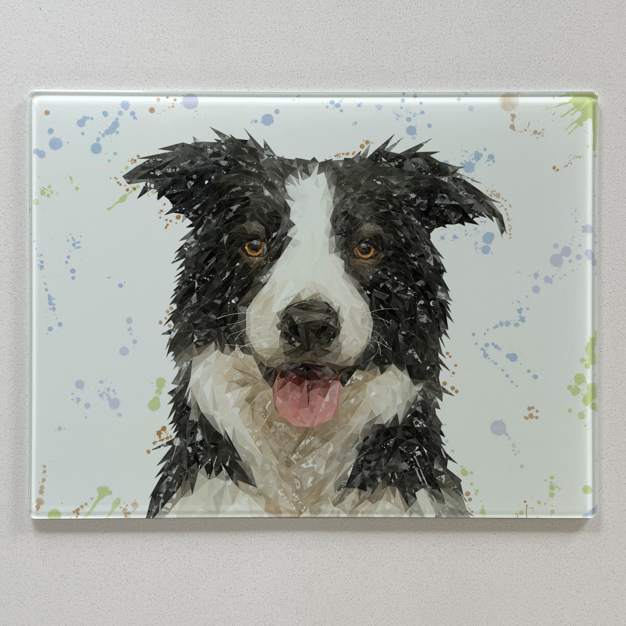 "Shep" Border Collie Premium Glass Worktop Saver
