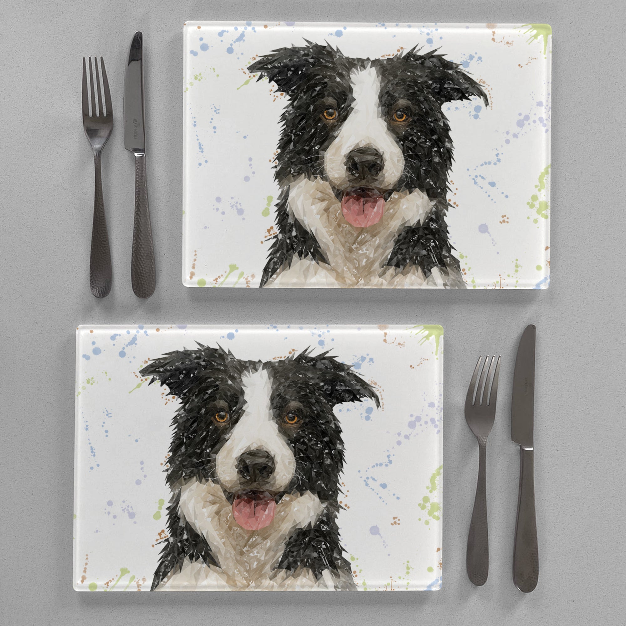 NEW! "Shep" Border Collie Premium Glass Placemat