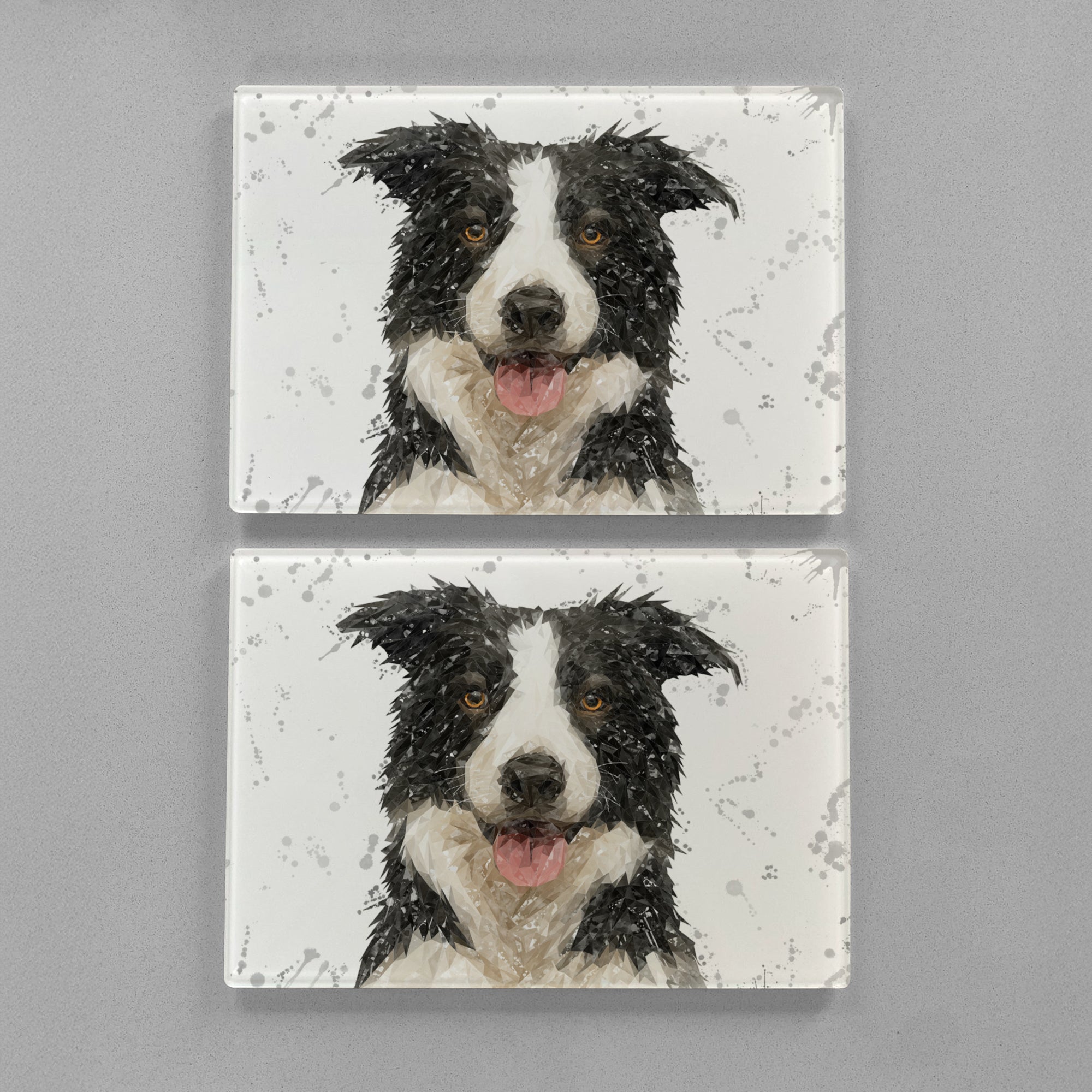 NEW! "Shep" Border Collie (grey Background) Premium Glass Placemat