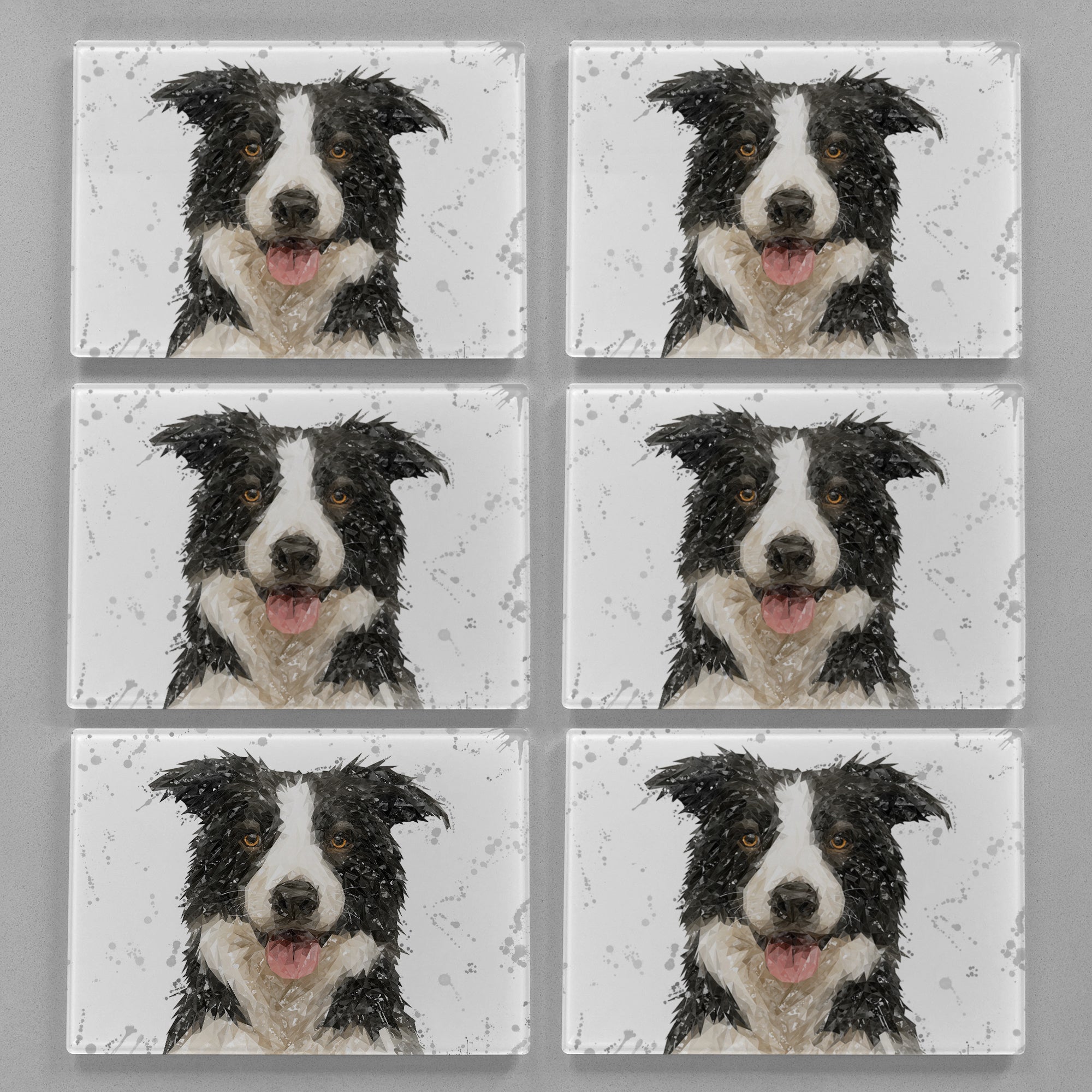 NEW! "Shep" Border Collie (grey Background) Premium Glass Placemat