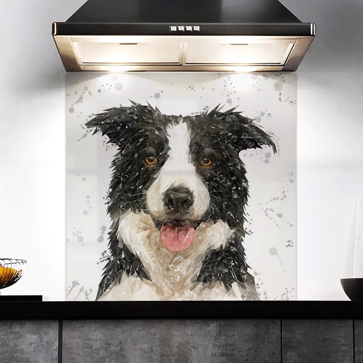 NEW! "Shep" Border Collie Grey Background Kitchen Splashback