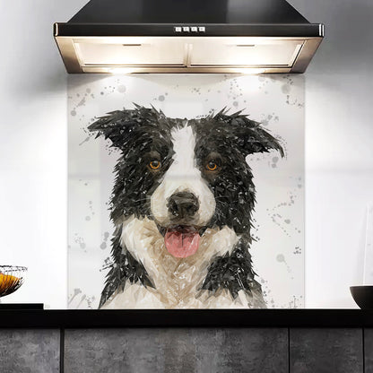 NEW! "Shep" Border Collie Grey Background Kitchen Splashback