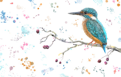 NEW! "On the Lookout" The Kingfisher Glass Wall Art - Andy Thomas Artworks