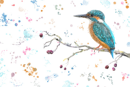 NEW! "On the Lookout" The Kingfisher Glass Wall Art - Andy Thomas Artworks