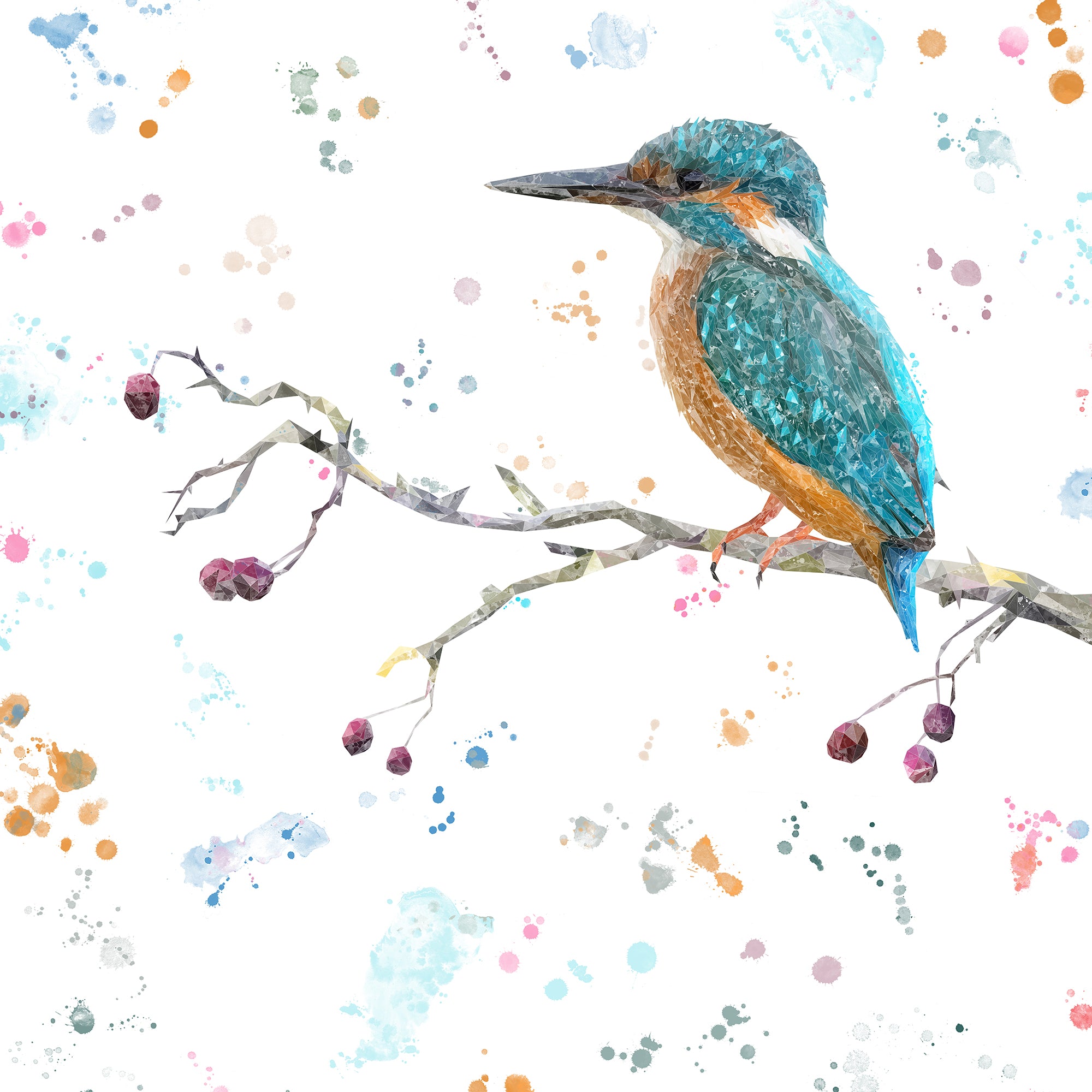 NEW! "On the Lookout" The Kingfisher Glass Wall Art - Andy Thomas Artworks