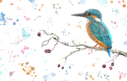 NEW! "On the Lookout" The Kingfisher Glass Wall Art - Andy Thomas Artworks