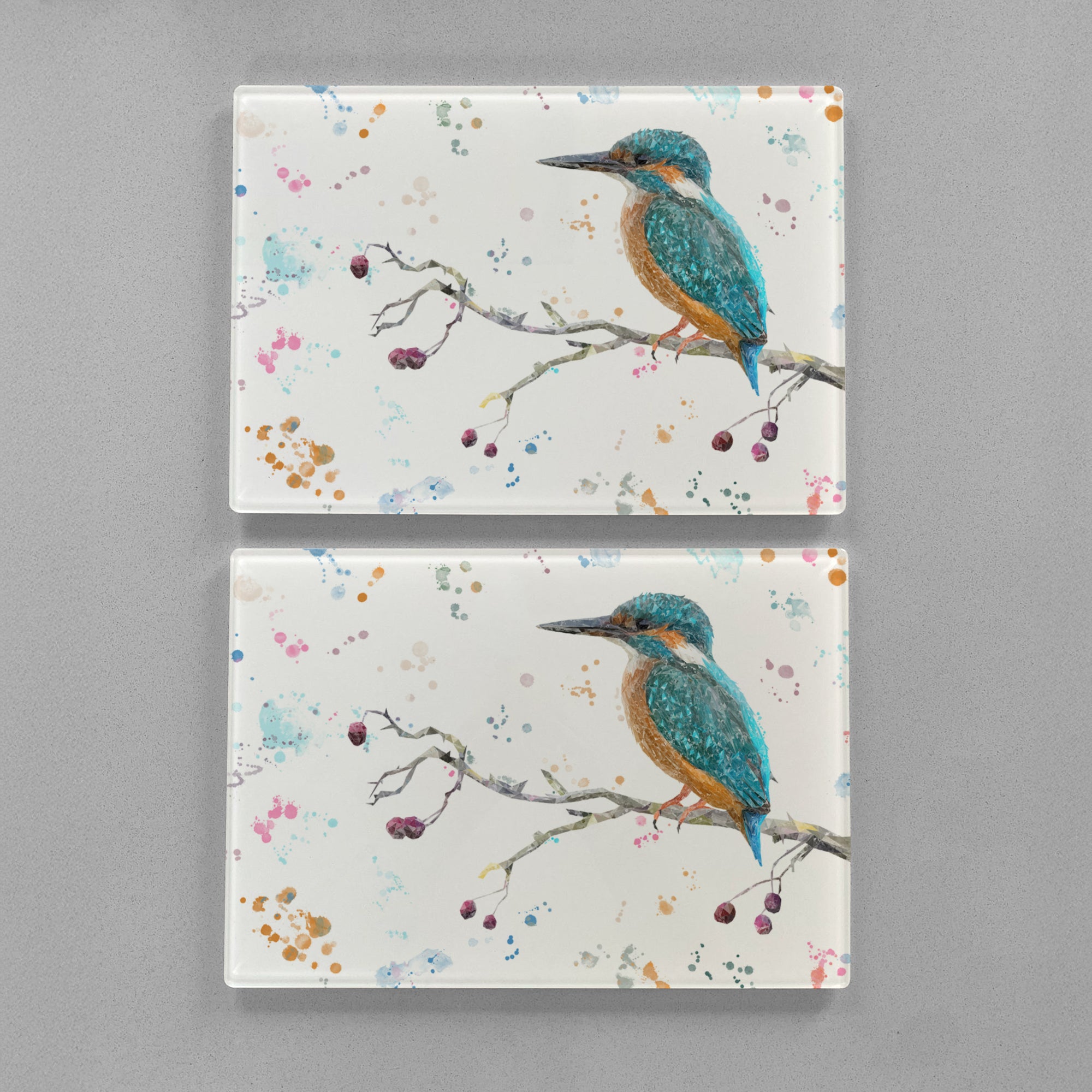 NEW! "On the Lookout" The Kingfisher Premium Glass Placemat - Andy Thomas Artworks