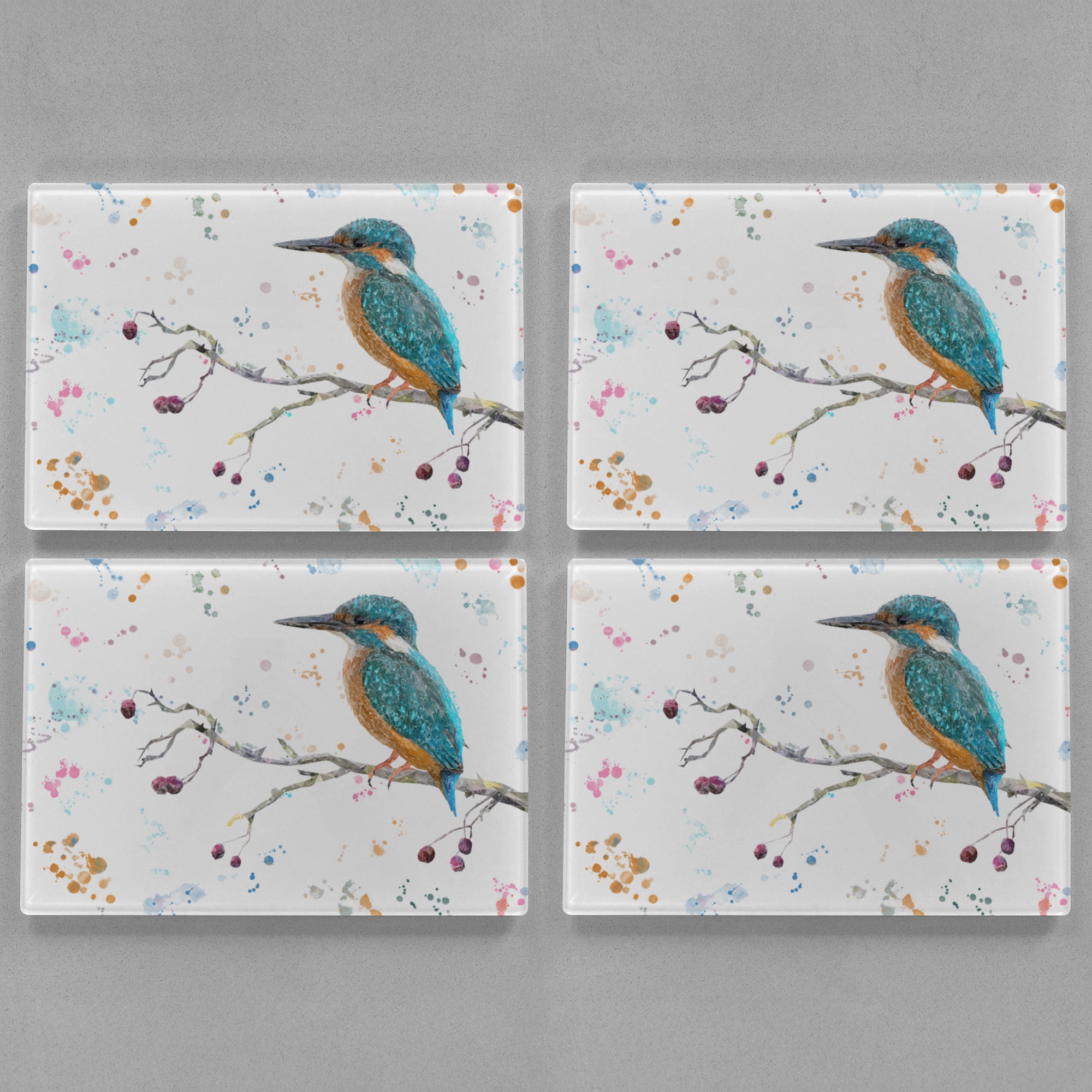 NEW! "On the Lookout" The Kingfisher Premium Glass Placemat - Andy Thomas Artworks