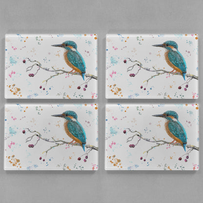 NEW! "On the Lookout" The Kingfisher Premium Glass Placemat - Andy Thomas Artworks
