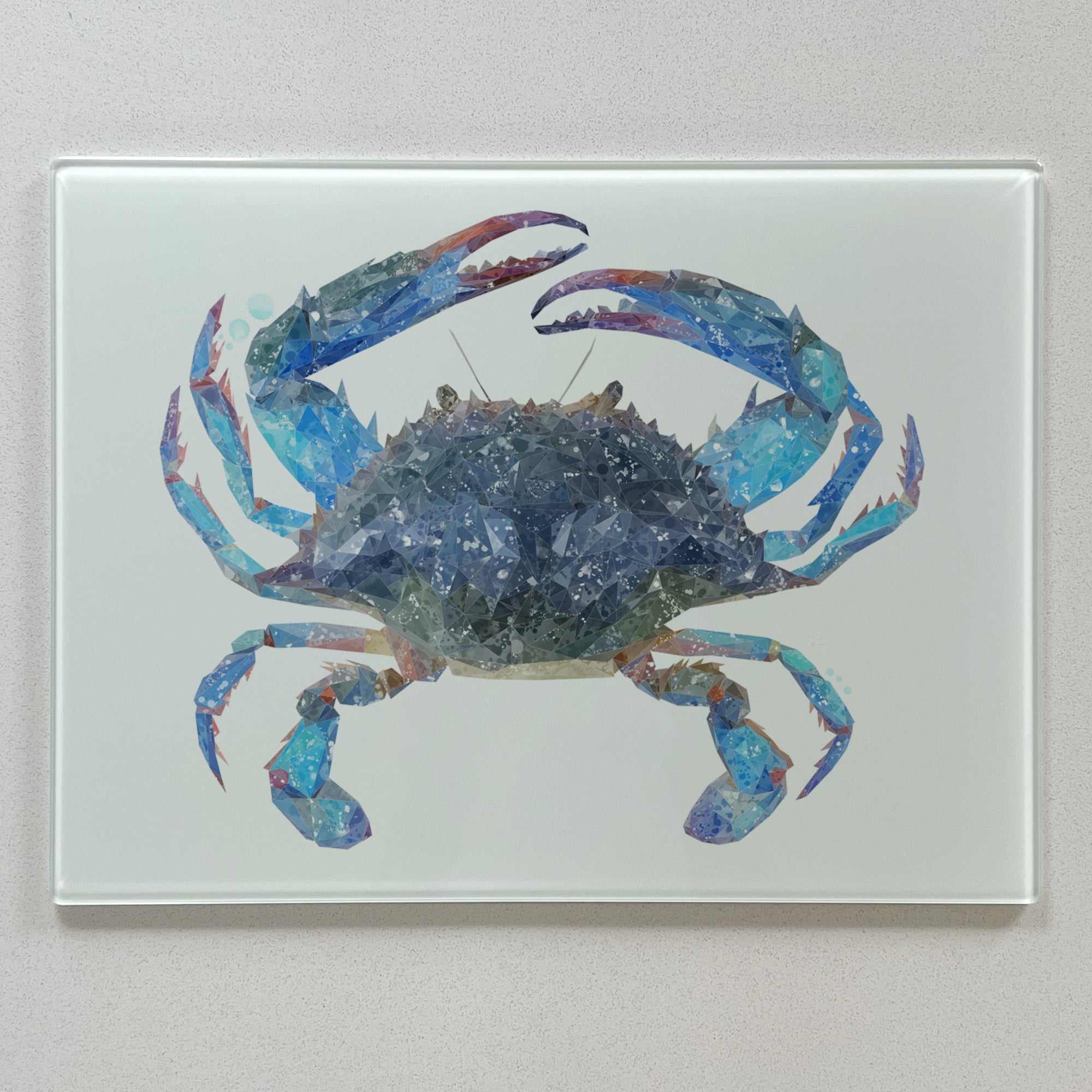 NEW! Calli, Blue Crab Premium Glass Worktop Saver - Andy Thomas Artworks