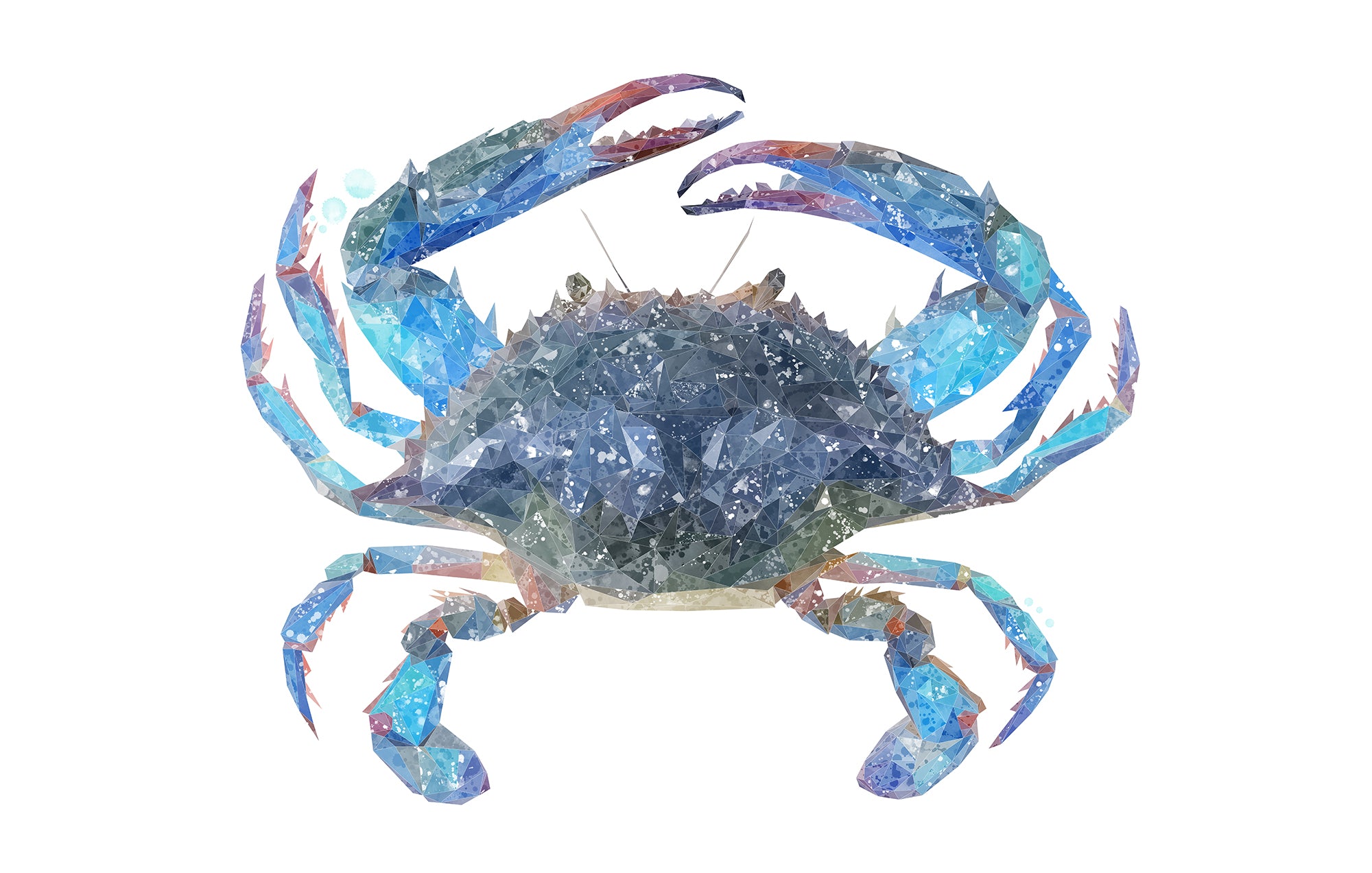 NEW! "Calli" The Blue Crab Glass Wall Art