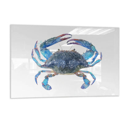 NEW! "Calli" The Blue Crab Glass Wall Art