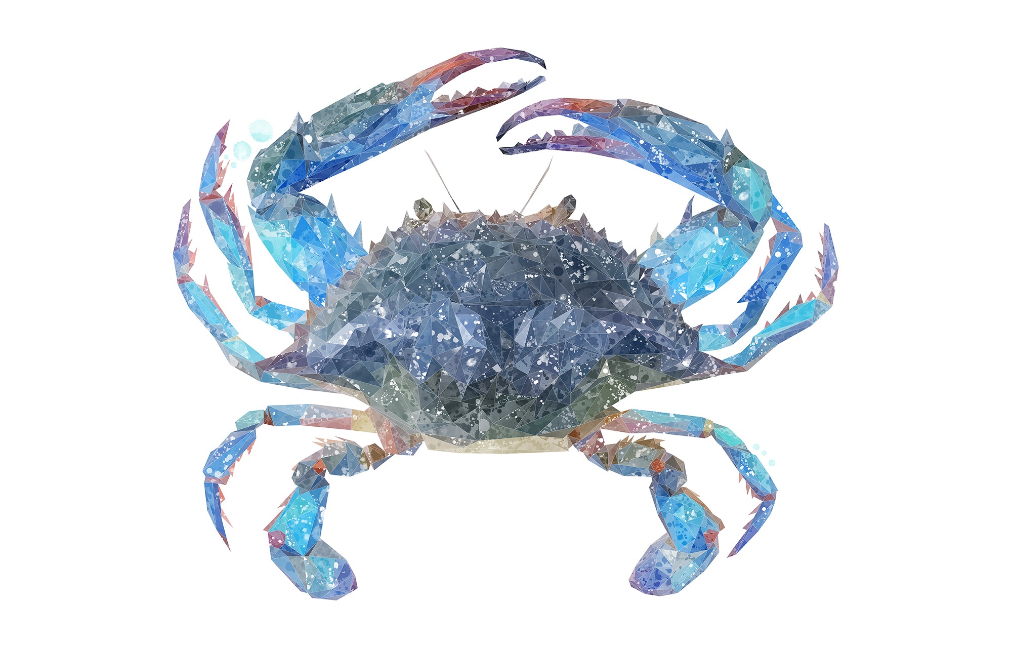 NEW! "Calli" The Blue Crab Glass Wall Art