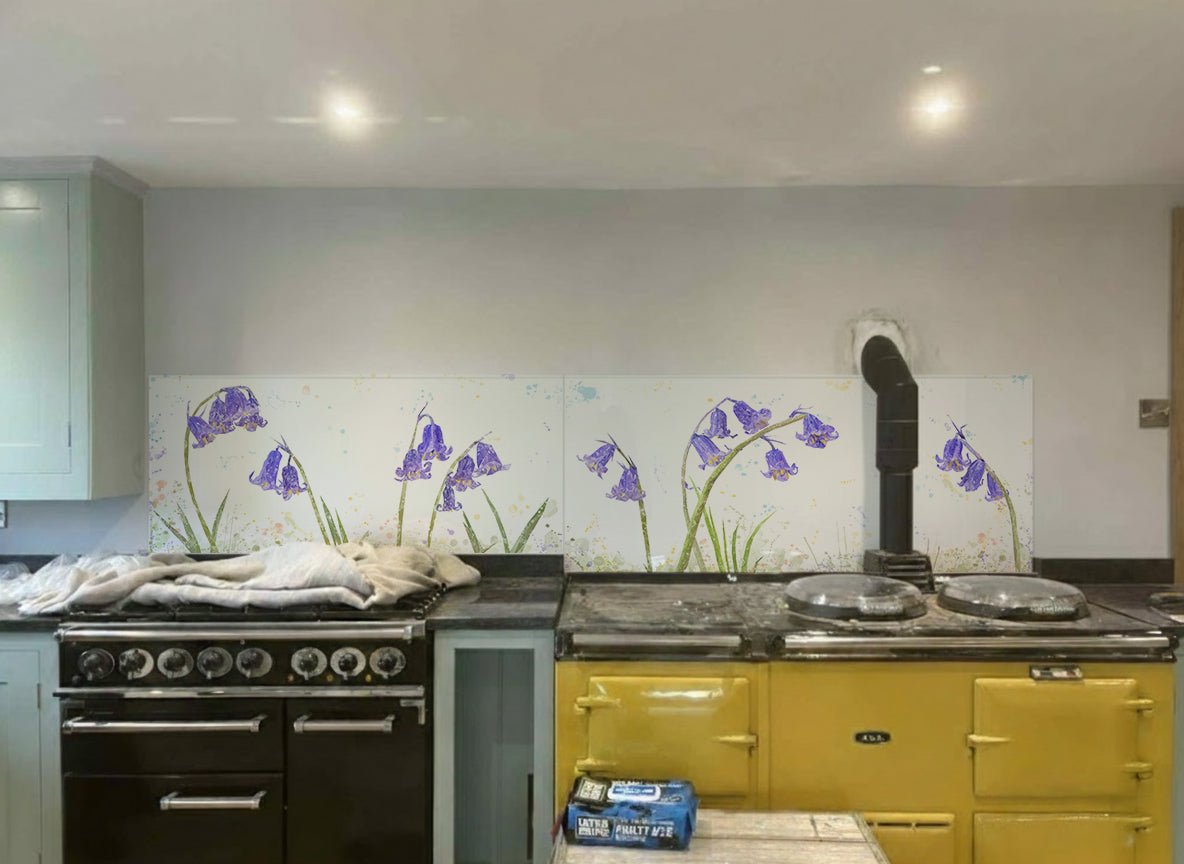 Custom Listing for JJ - The Bluebells - 3 Splashbacks custom piece - Sizes as per customer templates - Reworked - 3 SPLASHBACKS with adhesive
